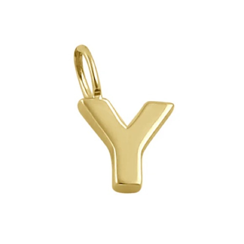 14K Solid Gold Y Initial Pendant